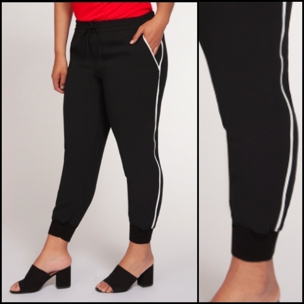 NEW! DEX Black Jogger Style Pants Piping Trim 12/14.